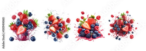 Obraz Colorful Fruit Splash Collection for Creative Projects