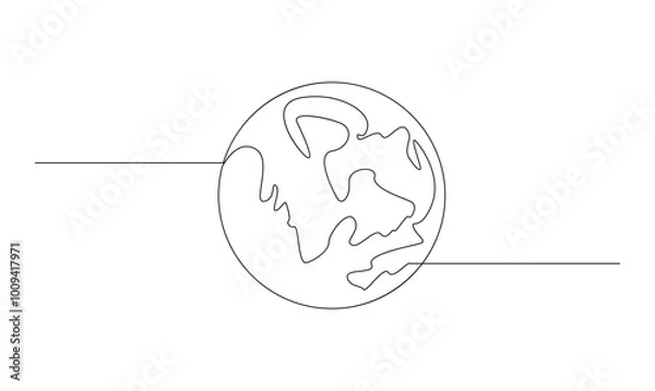 Obraz Vector continuous one simple single abstract line drawing of world map isolated on a white background