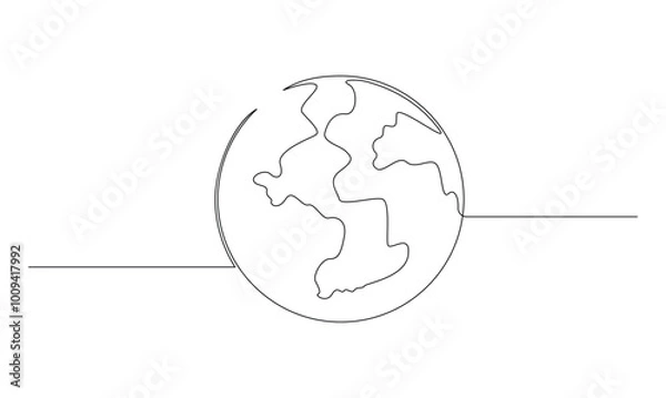 Obraz Vector continuous one simple single abstract line drawing of world map isolated on a white background