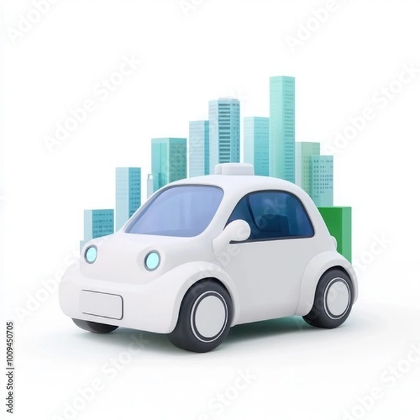 Fototapeta Conceptual Electric Vehicle in Urban Environment