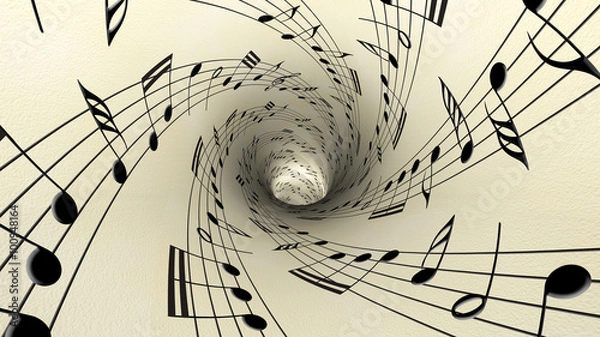 Obraz Musical notes on old vintage paper