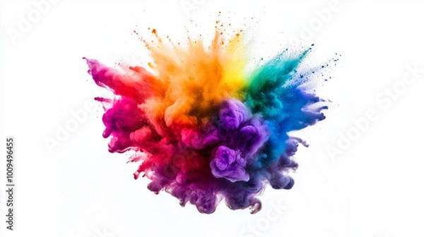 Fototapeta colorful ink splashes on white