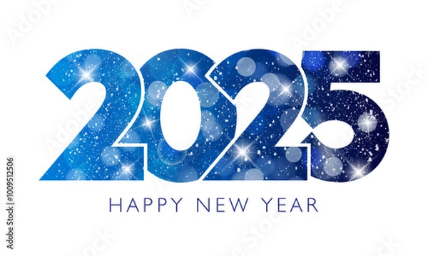 Obraz Happy New Year 2025 text design. Vector illustration.