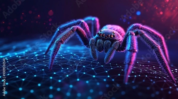 Fototapeta Sci-fi spider glowing brightly in captivating digital art creation