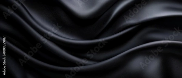 Fototapeta  A tight shot of a black fabric featuring a undulating pattern at its upper and lower edges
