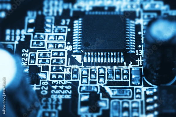 Fototapeta Microchip on a computer board