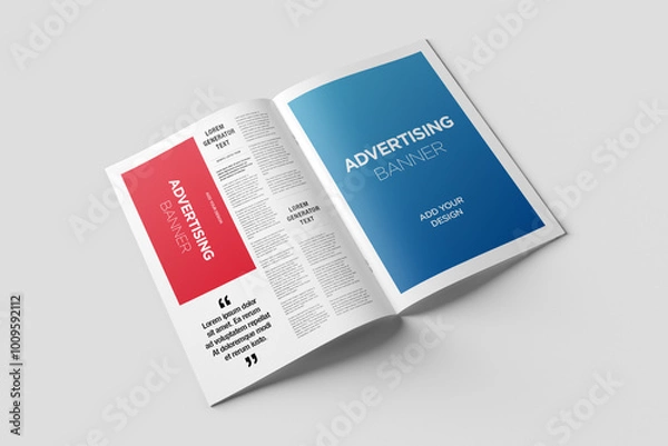 Obraz Newspaper Advertising Magazine Brochure Mockup 3D Rendering