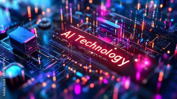 Fototapeta AI Technology, Futuristic, Networks, Abstract Image, Texture, Pattern Background, Wallpaper, Smartphone Cover and Screen, PC, Laptop, 9:16 and 16:9 Format