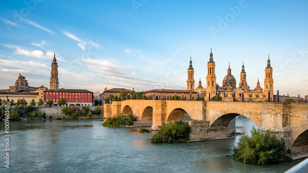 Fototapeta View of Basilica Pillar in Zaragoza , Spain.