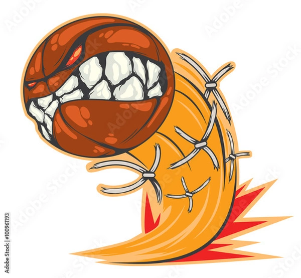 Fototapeta Angry basketball sticker vector concept