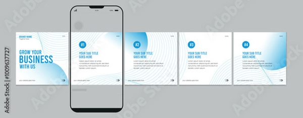 Fototapeta Business carousel post template for advertising, Set of carousel post for Instagram and LinkedIn, Editable social media carousel layout, template eps 10.