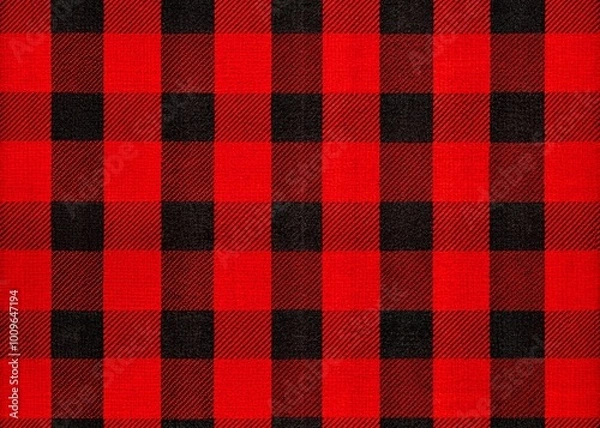 Fototapeta Bold Red and Black Buffalo Check Pattern for Cozy Home Decor and Fashion Textiles Backgrounds