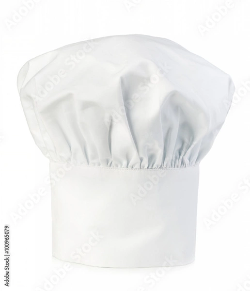 Fototapeta Original cooks cap. Chef's hat close-up isolated on a white background.