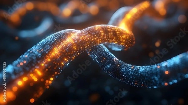 Fototapeta 3D rendering of a data strand, showcasing intricate connections and flowing lines in a digital format.