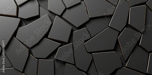 Fototapeta Background for a poster banner banner with textured black graphics with a geometric pattern on a square background in 3D