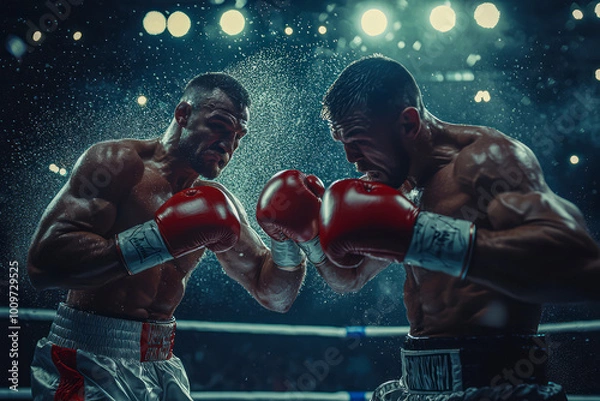 Fototapeta Intense Boxing Championship: Raw Power and Fierce Competition in the Ring