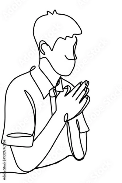 Obraz One continuous line, thank you, congratulations, and pride in good things