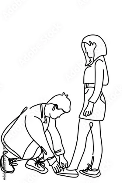 Obraz One continuous line drawing, couple love