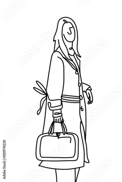 Obraz One continuous line, going out to work, holding a bag