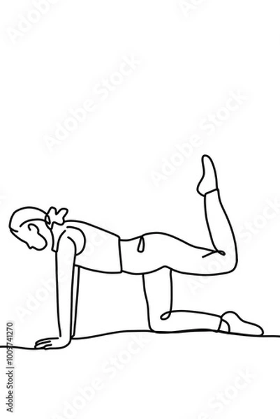 Obraz One continuous line drawing, exercise time for yoga	