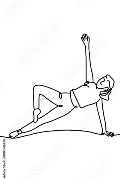 Obraz One continuous line drawing, exercise time for yoga	