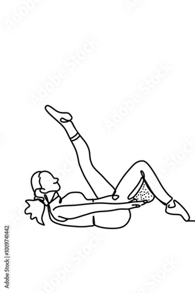 Obraz One continuous line drawing, exercise time for yoga	