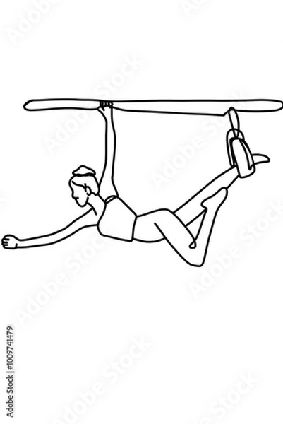 Obraz One continuous line drawing, exercise time for yoga	