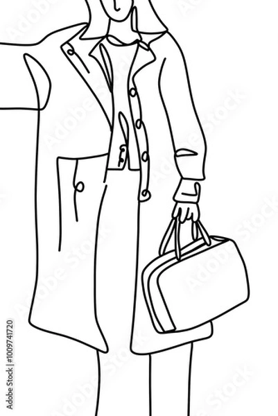 Obraz One continuous line, going out to work, holding a bag