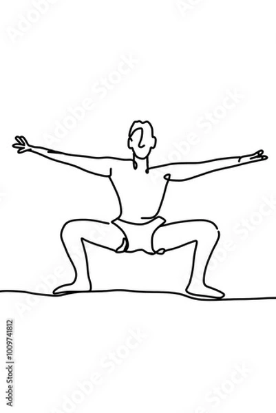 Obraz One continuous line drawing, exercise time for yoga	