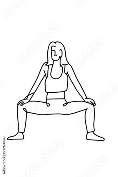 Obraz One continuous line drawing, exercise time for yoga	