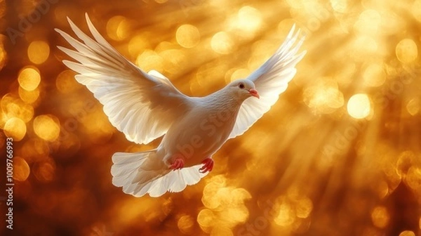 Fototapeta White Dove in Golden Light
