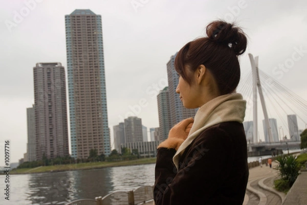 Obraz マフラーをした女性