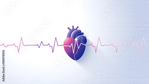 Fototapeta Medical technology and Health care concept background. Heart rate graph. AI generated image, ai.