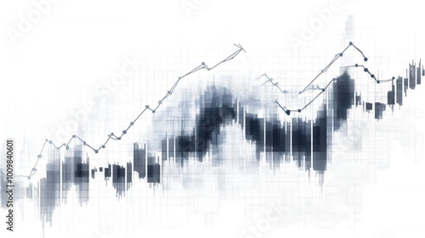Obraz Abstract Financial Chart isolated on Transparent Background PNG