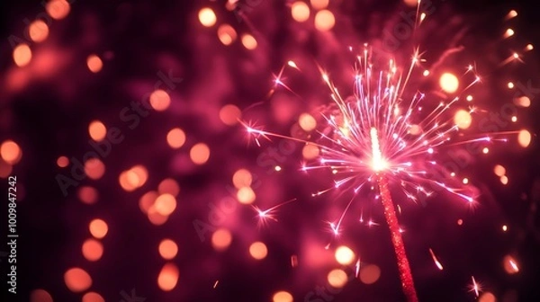 Obraz Vibrant Colorful Sparkler Bright Lights Celebration Night Joyful Explosions Fireworks Festive Energy