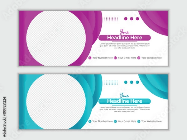 Fototapeta Modern vector digital business marketing promotion Facebook cover design template.