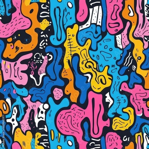 Fototapeta Seamless Abstract Doodle Pattern: Intricate and Playful Design for Creative Projects and Artistic Backgrounds