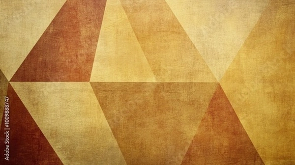 Obraz Golden light pale brown orange yellow peach beige Tones Geometric Triangles Grainy Texture. background with Subtle Gradients and Muted Colors 