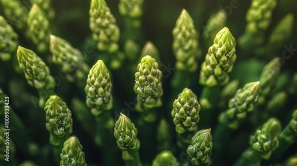 Fototapeta A close up of green shoots of a asparagus