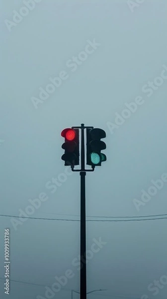 Fototapeta Traffic light pole architecture electricity illuminated.