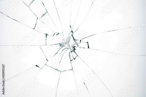 Obraz Broken glass on white background