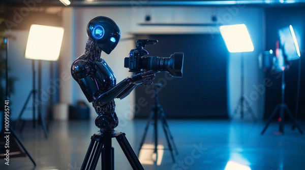 Fototapeta Robot Photographer Capturing Images in High-Tech Studio