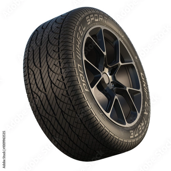 Obraz New racing wheel isolated. Transparent background. Realistic 3d render.