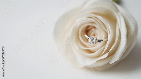 Obraz Diamond Ring in a White Rose