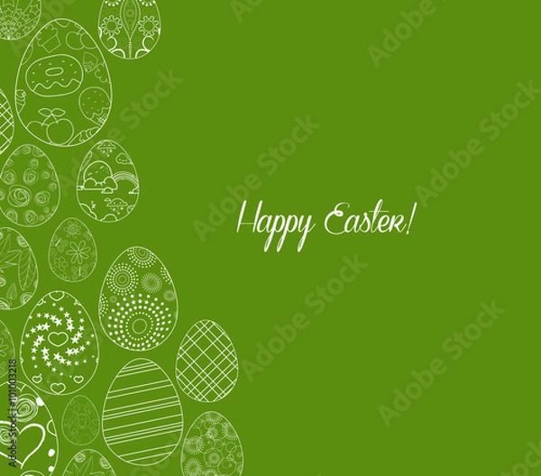 Fototapeta Abstract white easter egg on green background