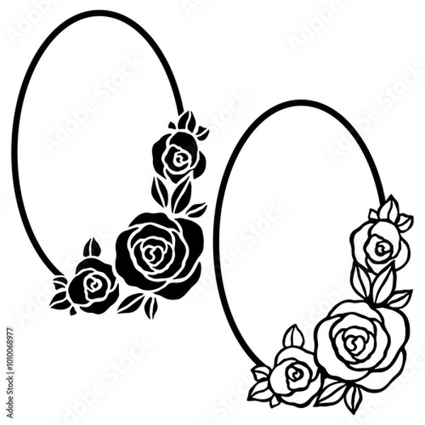 Fototapeta frame with roses isolate on a white background