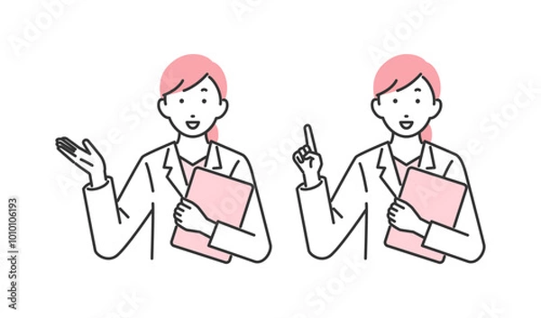 Fototapeta 説明をしている女性医師のイラスト