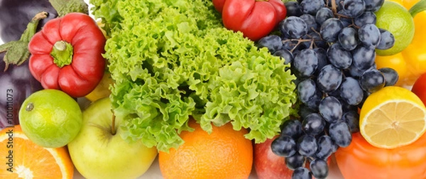 Fototapeta bright background of fruits and vegetables