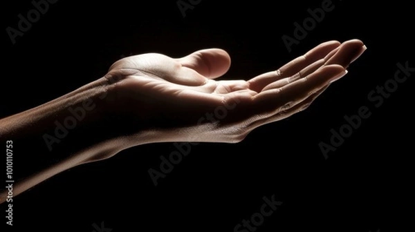 Obraz Elegant Hand Gesture in Soft Light on Dark Background
