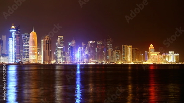 Obraz Doha, Qatar. Night skyline.